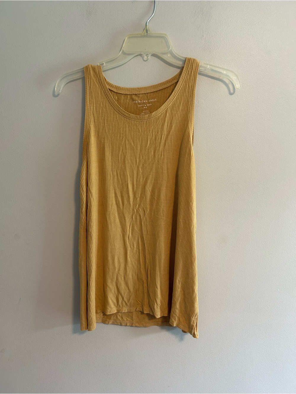 American eagle small soft & sexy yellow ribbed sleeveless tank top